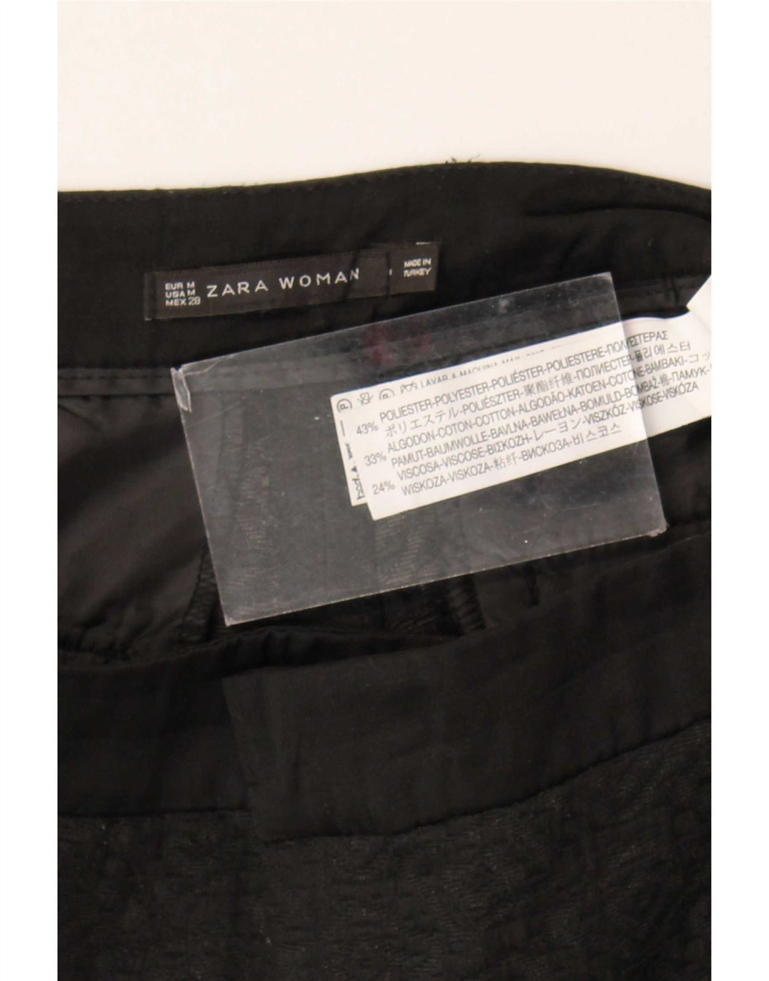 Calça feminina Zara Slim Cropped Médio W28 L25 Preto Poliéster Manchado