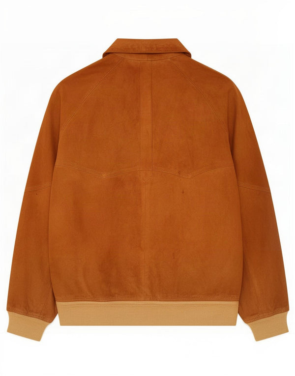 Jaqueta bomber masculina vintage de camurça IT 52 XL marrom colorblock