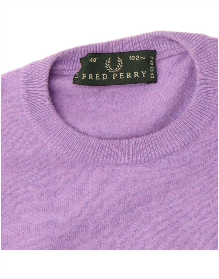 Suéter feminino Fred Perry com gola redonda e lã roxa média