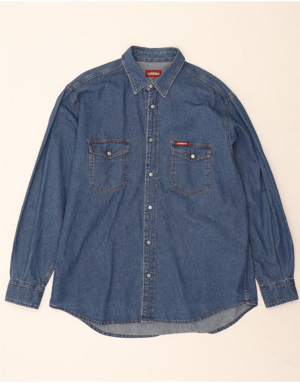 Camisa jeans masculina Carrera XL azul algodão