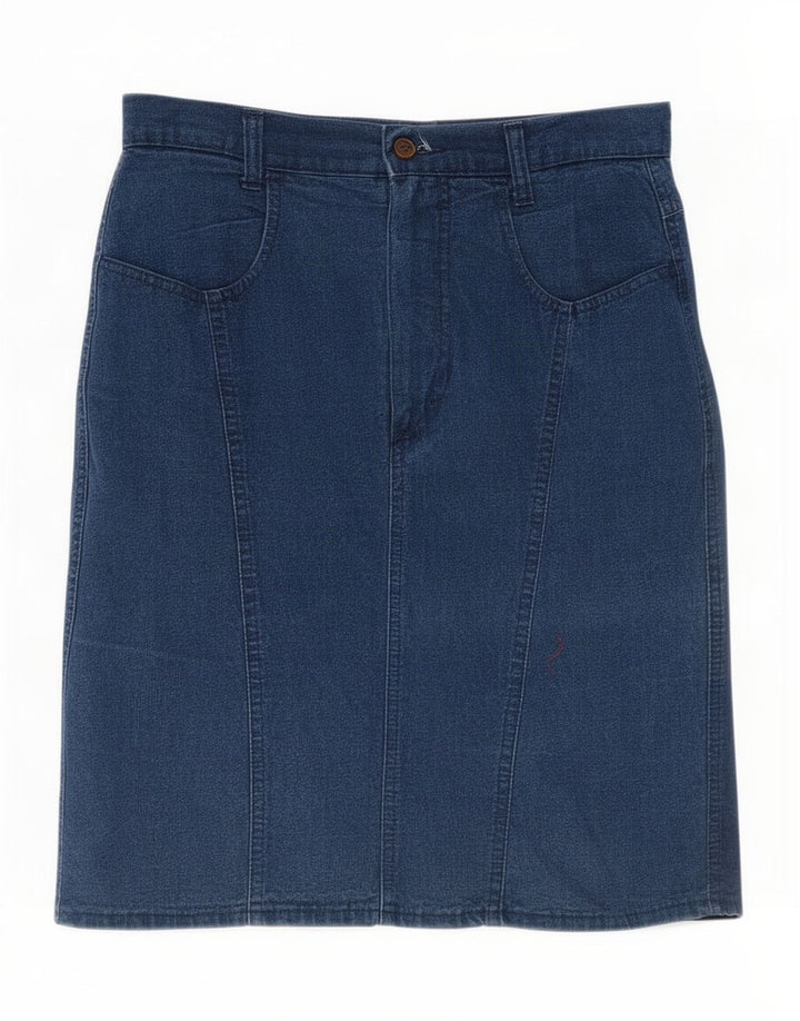 Saia jeans feminina Benetton IT 44 médio W28 algodão azul