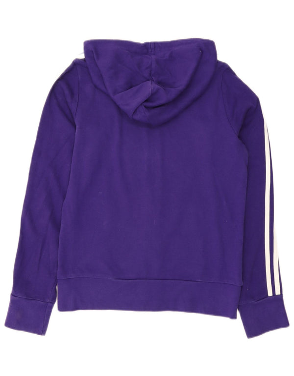 Adidas Womens Zip Hoodie Sweater UK 12 Médio Roxo Algodão