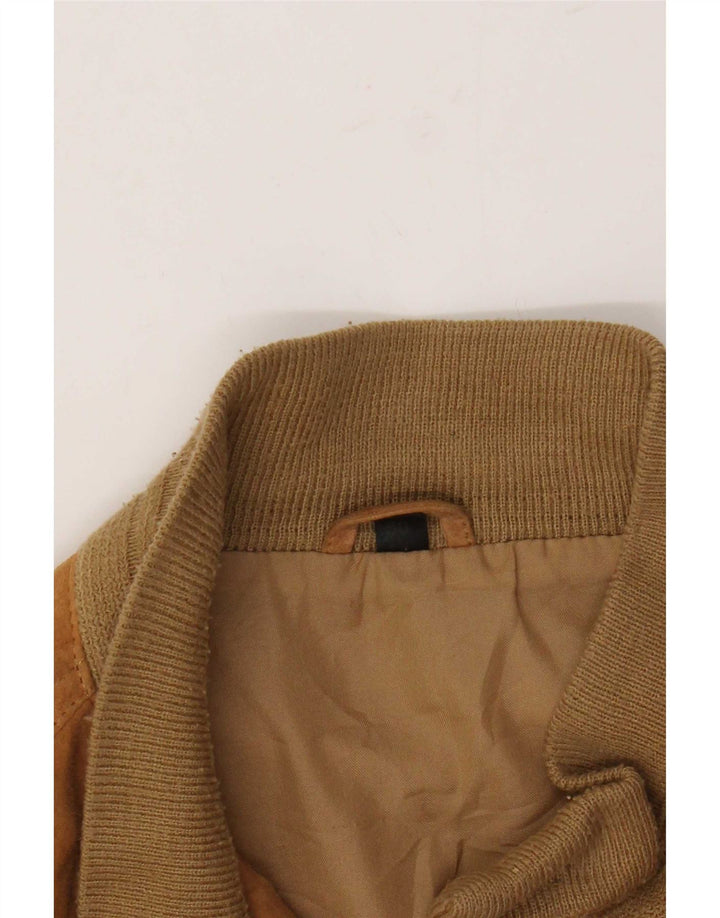 Jaqueta bomber masculina vintage de camurça IT 50 couro marrom grande
