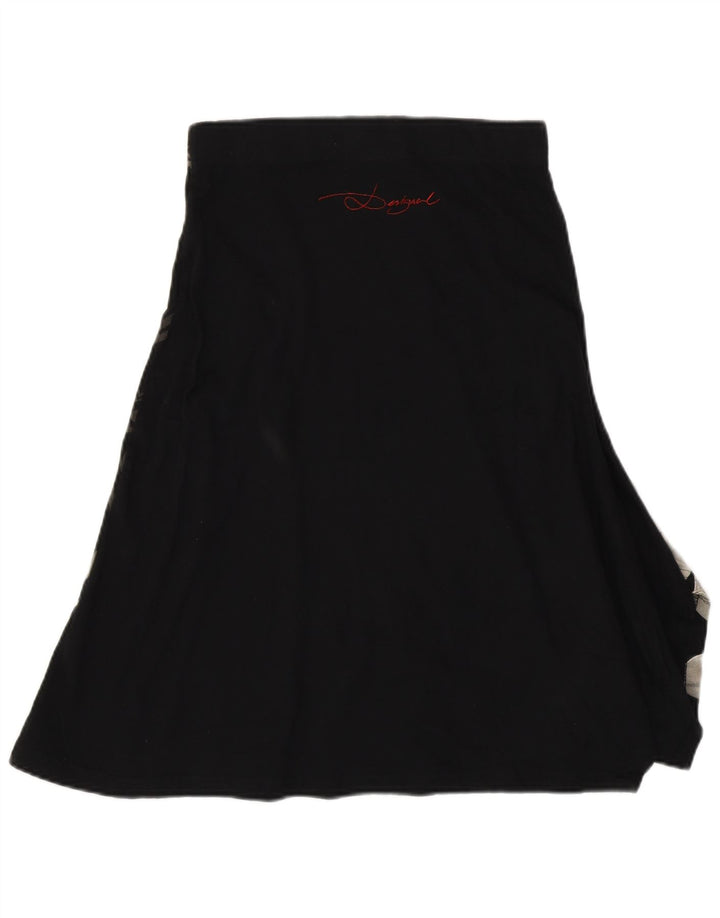 Desigual saia feminina gráfica linha A pequena W26 preta floral