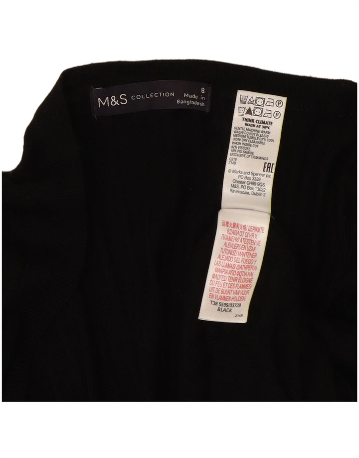 Marks & Spencer Suéter feminino Longline Open Cardigan Reino Unido 8 Pequeno Preto