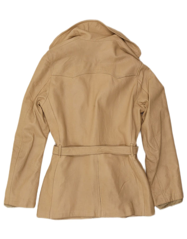 Jaqueta de couro feminina vintage IT 46 grande bege