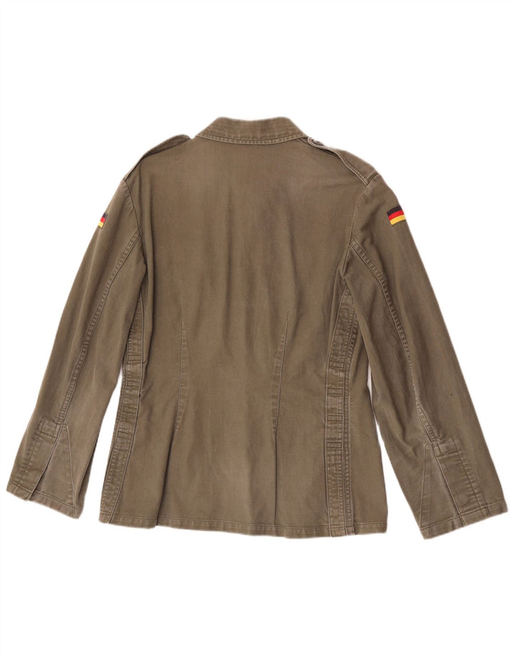 Camisa militar feminina vintage Reino Unido 10 pequena cáqui