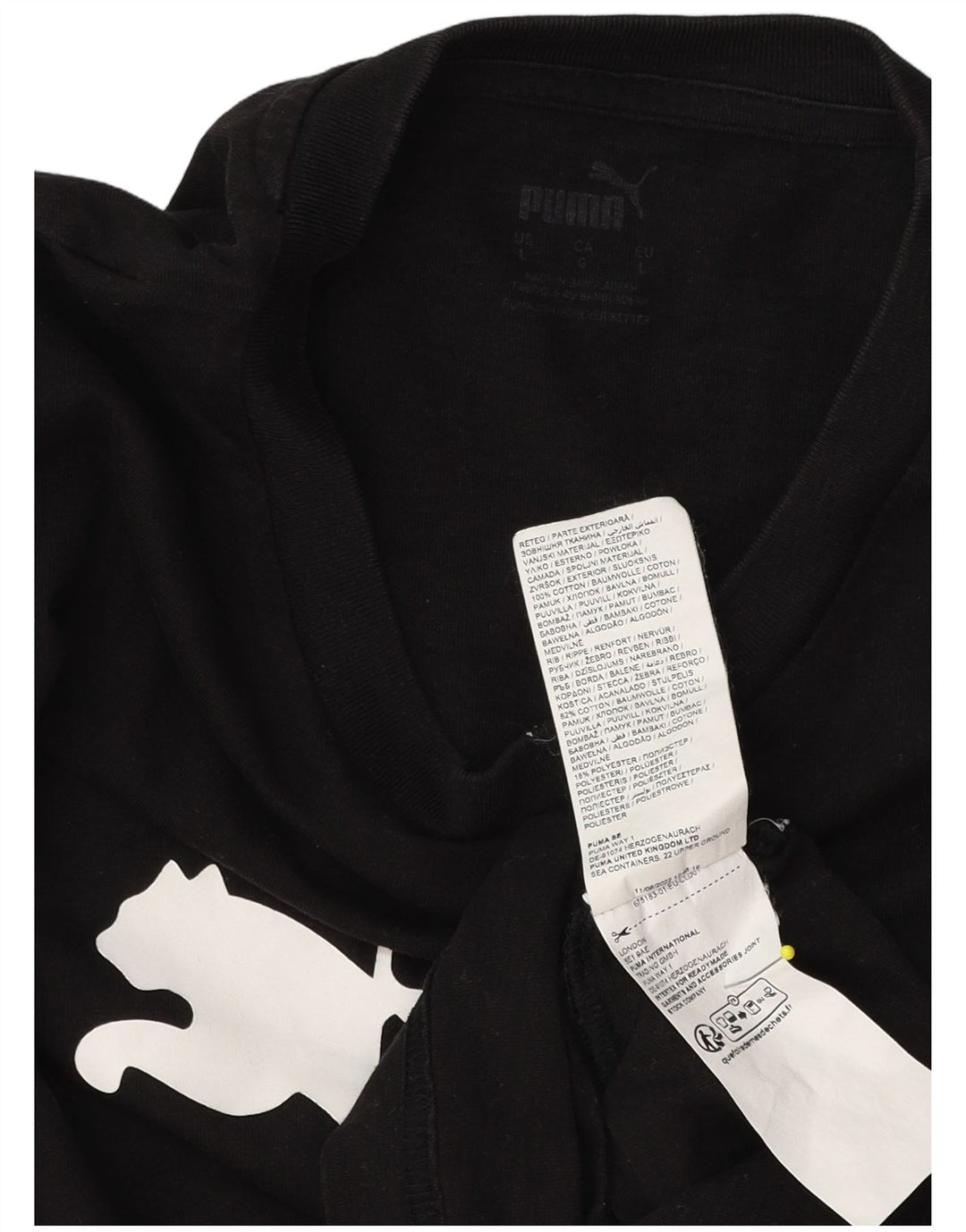 Puma Mens Graphic T-Shirt Top Grande Algodão Preto