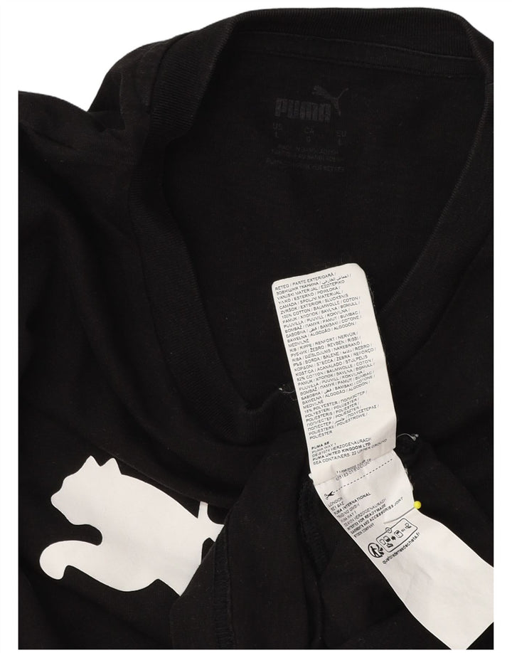 Puma Mens Graphic T-Shirt Top Grande Algodão Preto