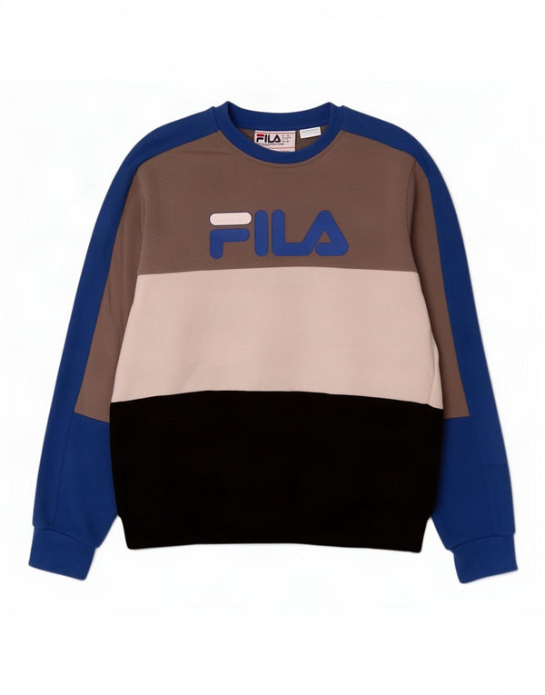 Fila Moletom Gráfico Masculino Jumper Pequeno Multicolorido Colorblock Algodão