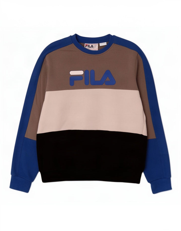 Fila Moletom Gráfico Masculino Jumper Pequeno Multicolorido Colorblock Algodão