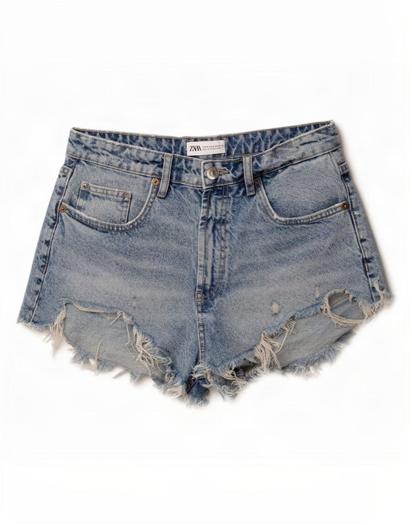 Calça feminina jeans cintura alta Zara EU 38 pequena W28 algodão azul