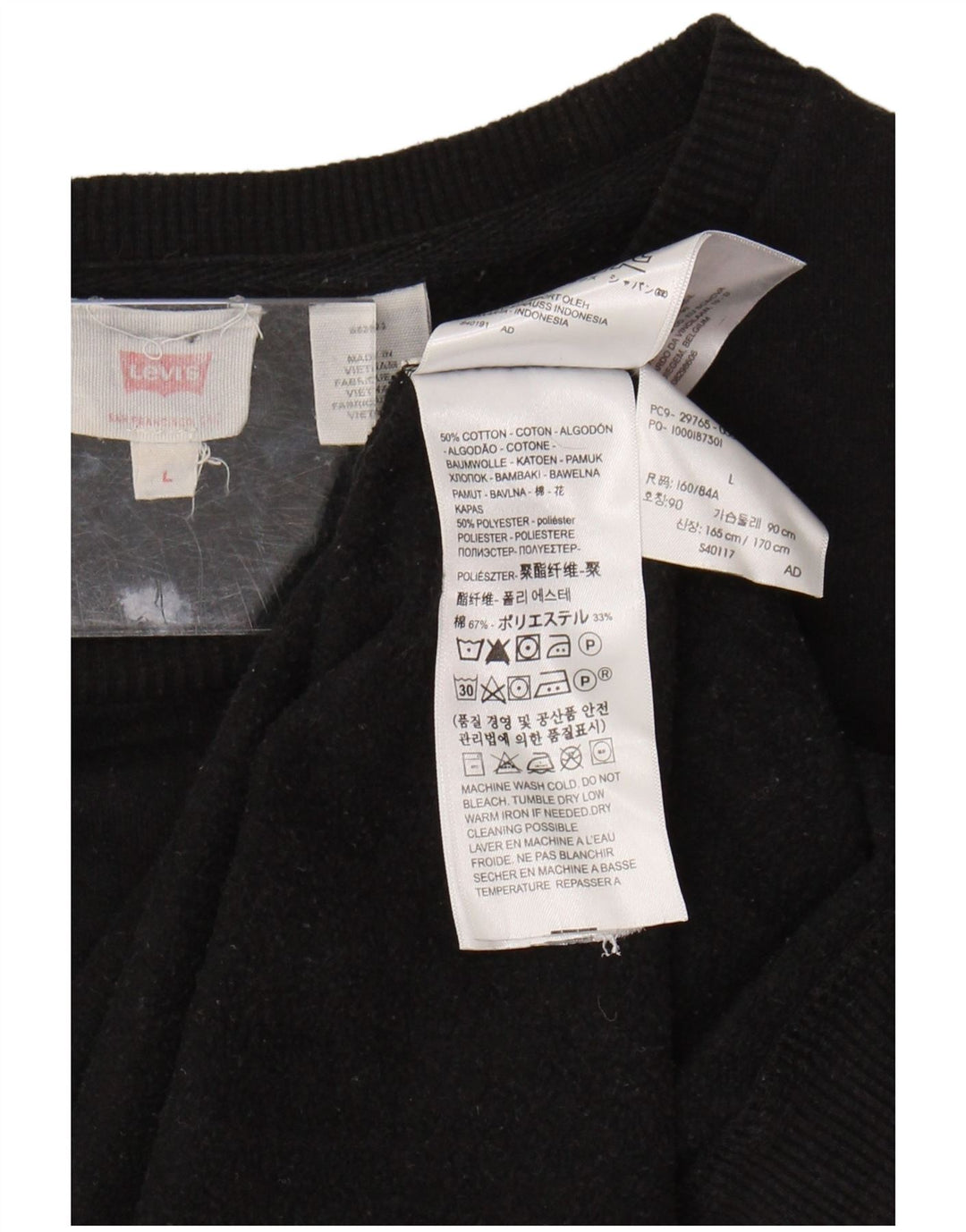 Suéter gráfico feminino LEVI'S UK 16 grande algodão preto