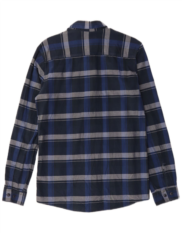 Camisa masculina Jack & Jones pequena xadrez azul marinho de algodão