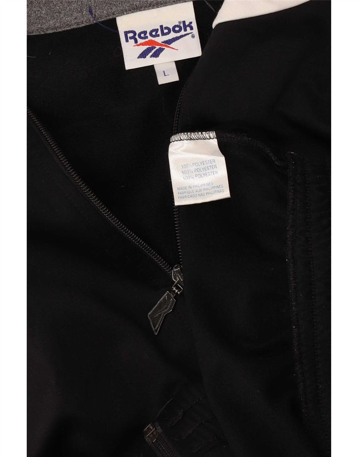 Reebok Mens Graphic Tracksuit Top Jacket Grande Preto Colourblock Poliéster