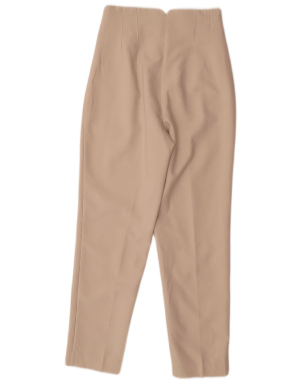 Calça casual feminina Zara cintura alta cônica XS W24 L26 bege