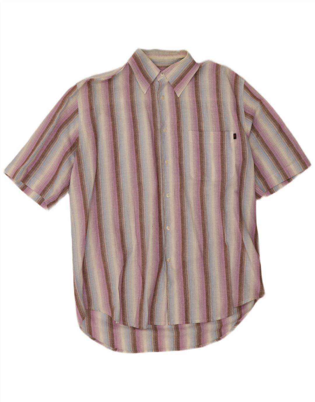 Camisa masculina de manga curta Marlboro Classics grande linho listrado multicolorido