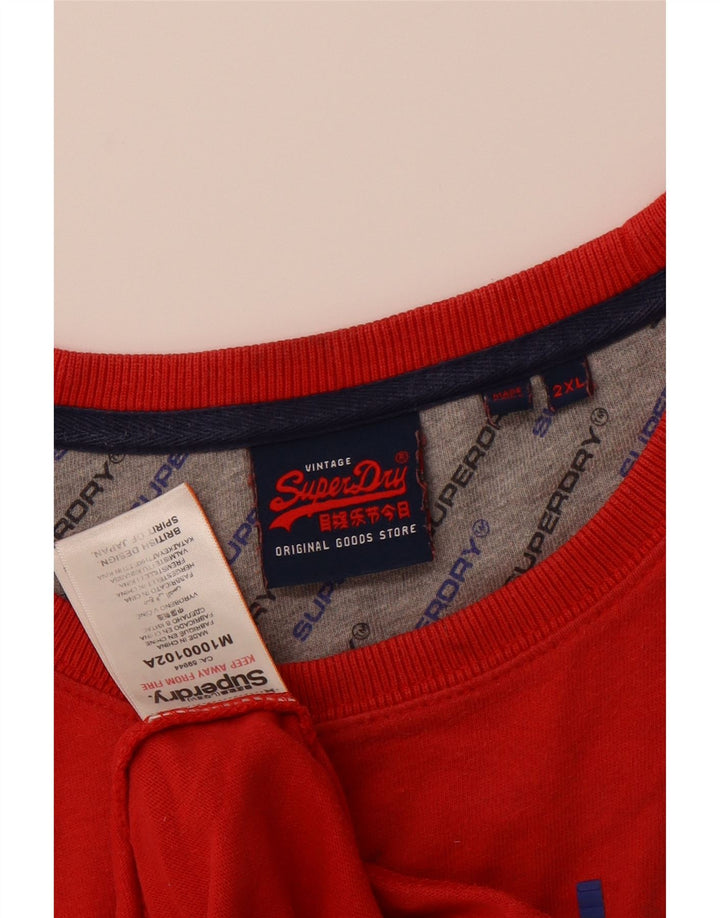 SUPERDRY Womens Real Graphic T-Shirt Top 2XL Red Cotton Vintage Superdry and Second-Hand Superdry from Messina Hembry 