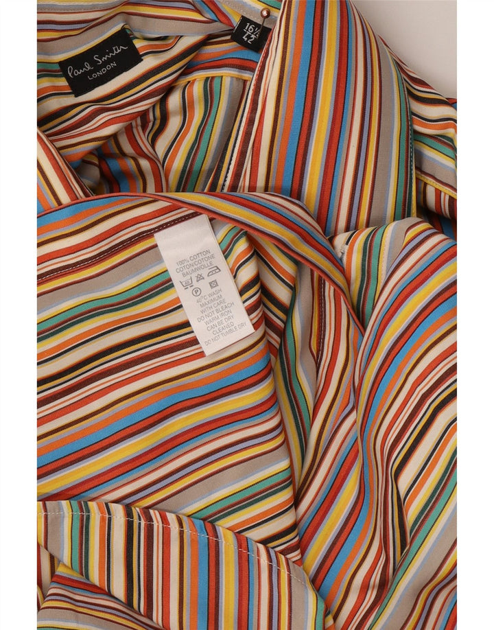 Camisa masculina PAUL SMITH tamanho 16 1/2 42 grande algodão listrado multicolorido