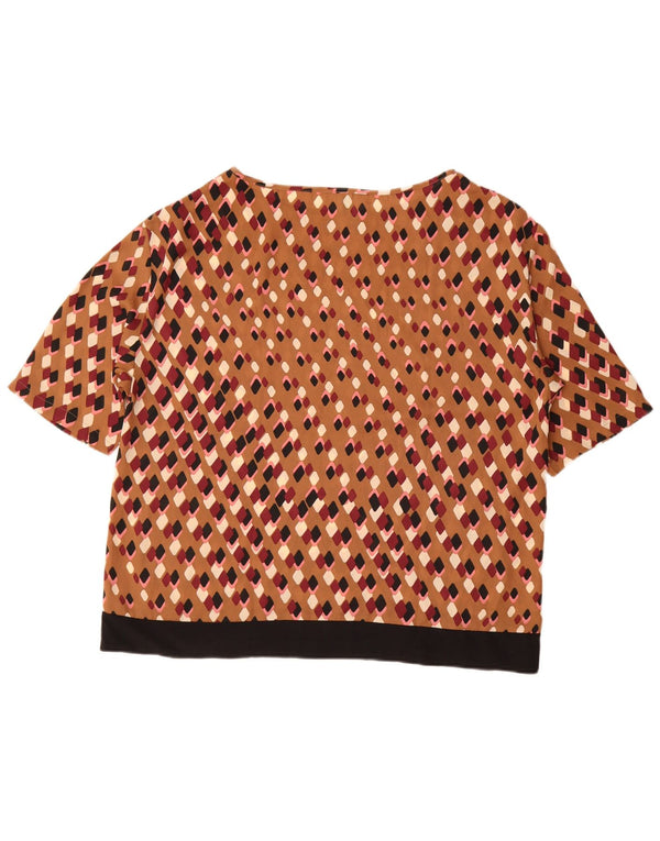 Blusa feminina Benetton UK 16 grande marrom geométrico
