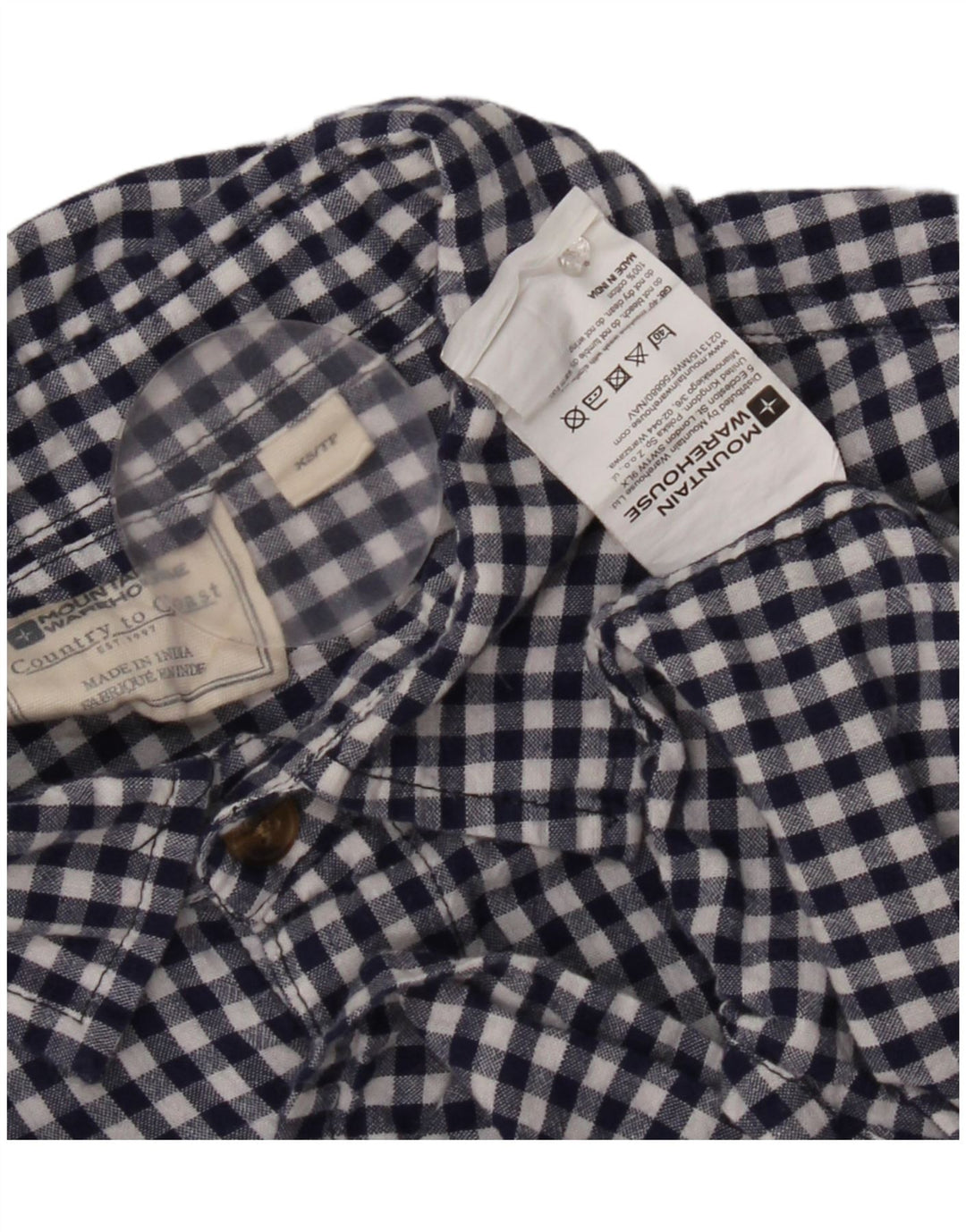 Camisa masculina de manga curta Mountain Warehouse XS azul algodão guingão