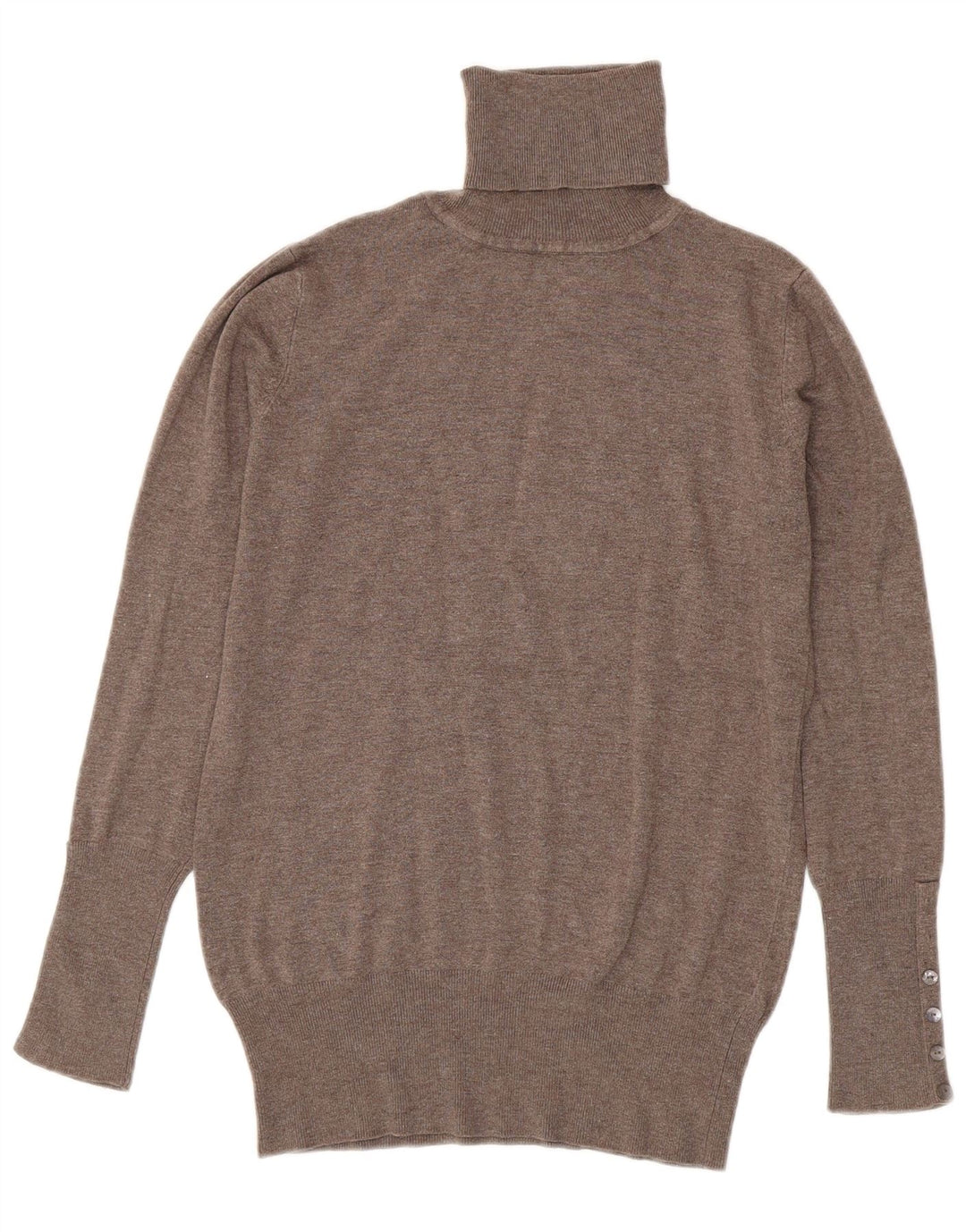 Suéter feminino Zara com gola redonda Reino Unido 14 grande rayon marrom