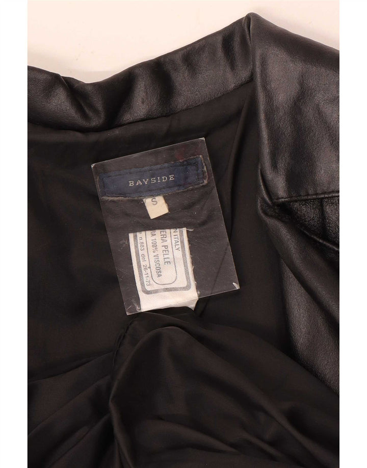 Jaqueta de couro feminina Bayside UK 10 pequena couro preto