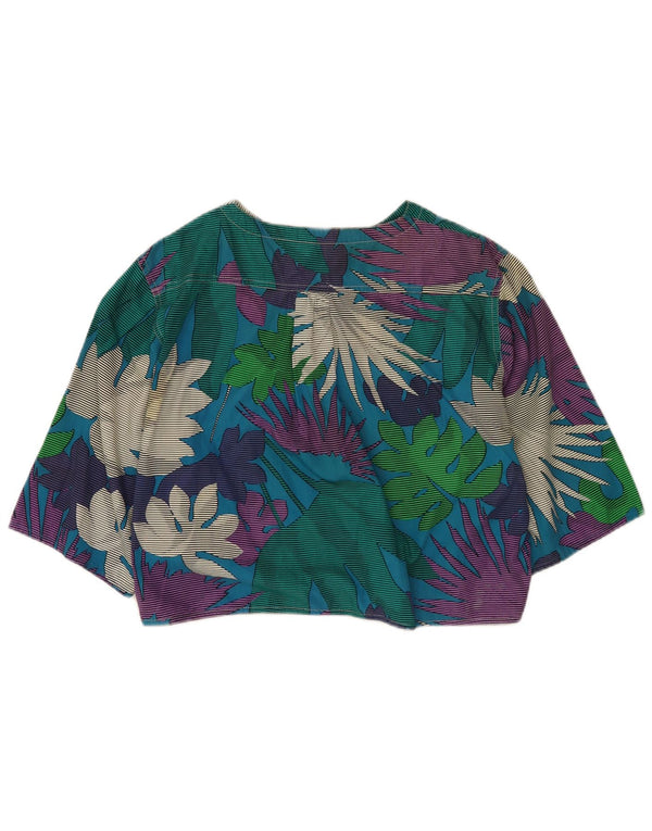 Blusa feminina vintage manga 3/4 top IT 42 médio floral multicolorido