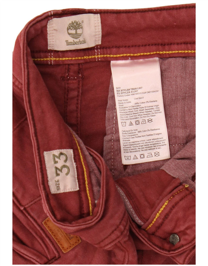 Shorts jeans masculino Timberland W33 médio algodão Borgonha