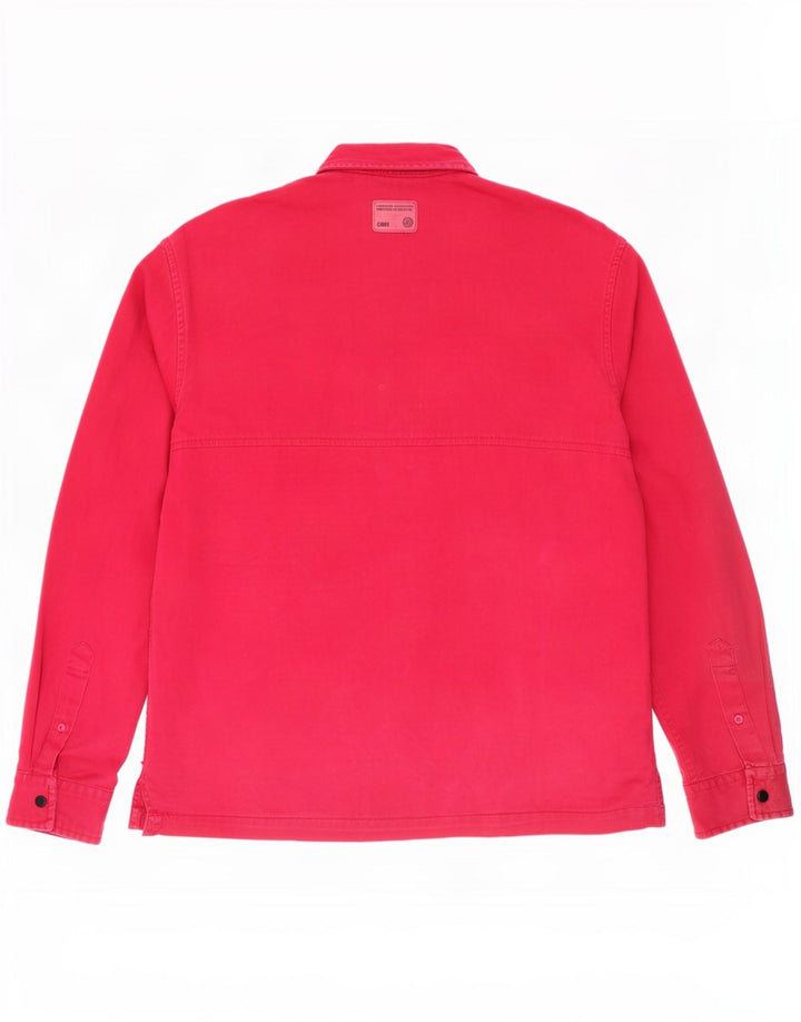 Jack & Jones Camisa jeans masculina de algodão rosa médio