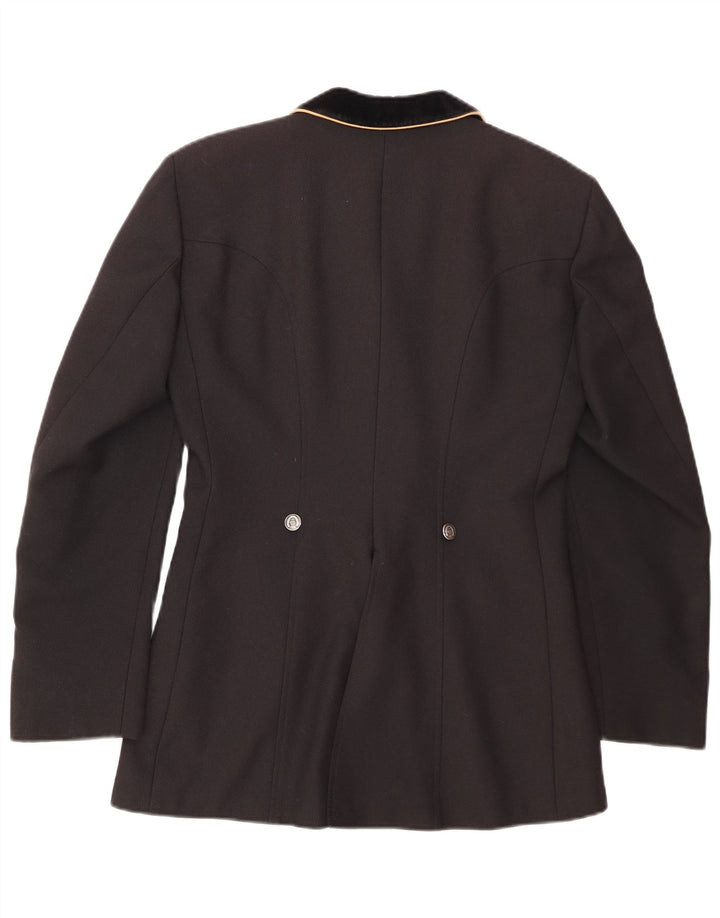 Jaqueta blazer feminina VINTAGE com 4 botões Reino Unido 12 poliéster preto médio