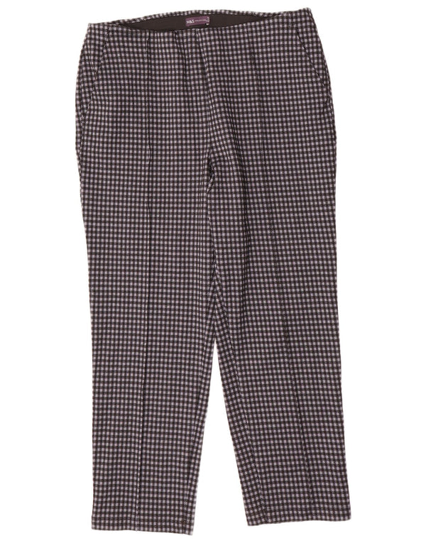MARKS & SPENCER Womens Chino Trousers UK 18 XL W36 L28 Black Houndstooth