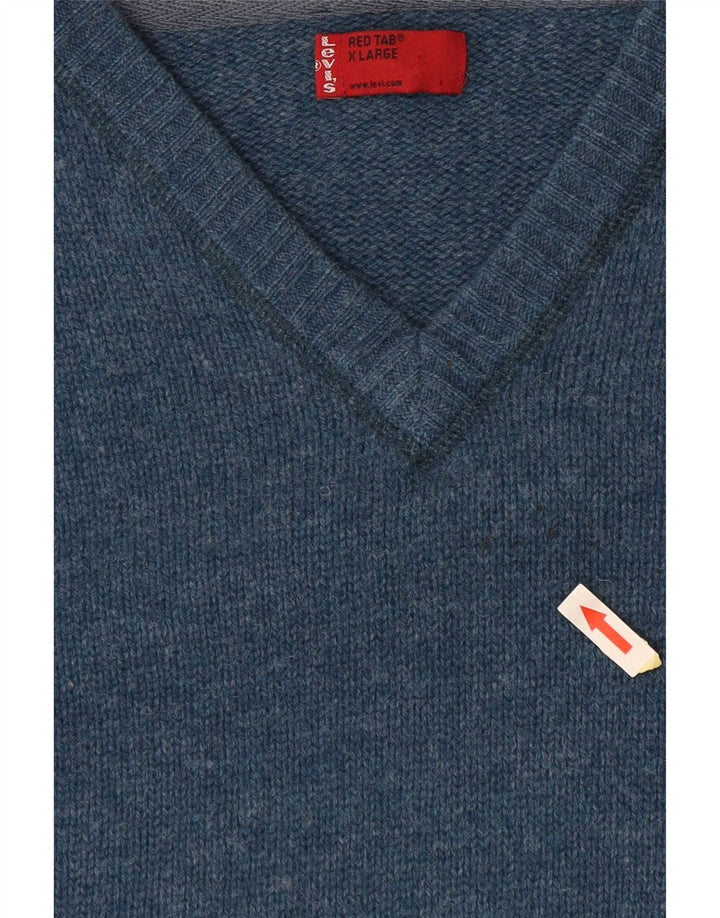 Suéter masculino LEVI'S com decote em V XL lã azul