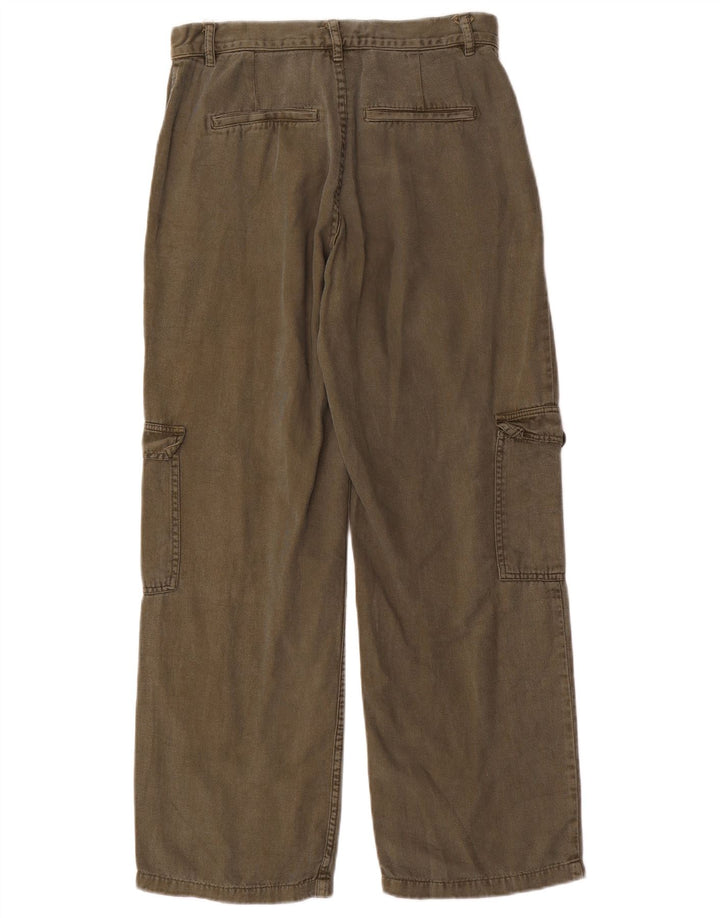 Calça cargo reta feminina Zara pequena W26 L27 cáqui