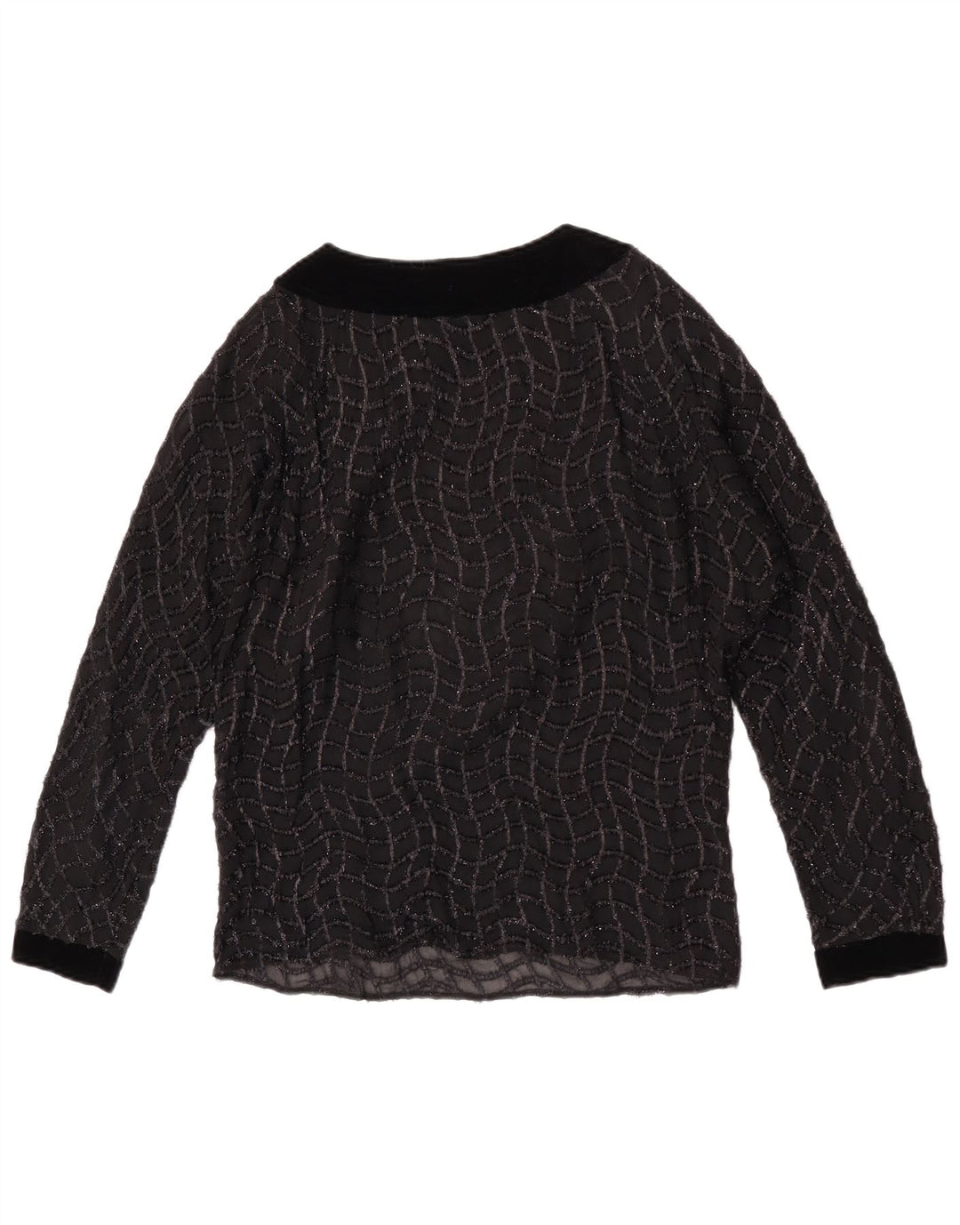 Blusa feminina vintage transparente UK 16 listrada preta grande