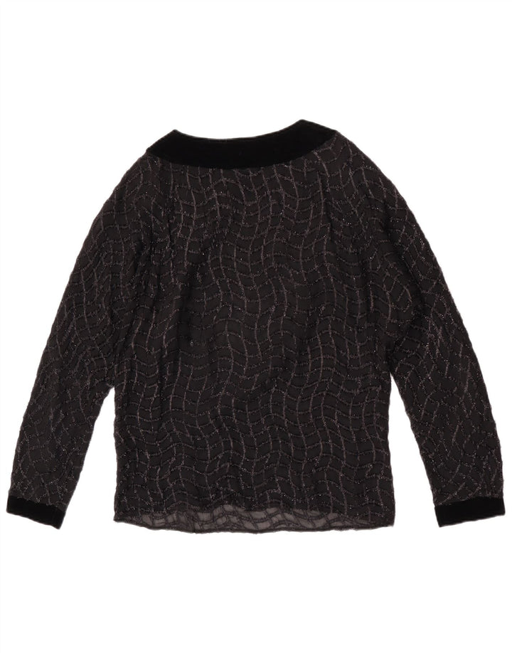 Blusa feminina vintage transparente UK 16 listrada preta grande
