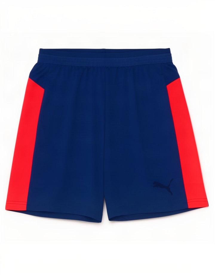 Shorts esportivos masculinos Puma pequeno azul colorblock poliéster