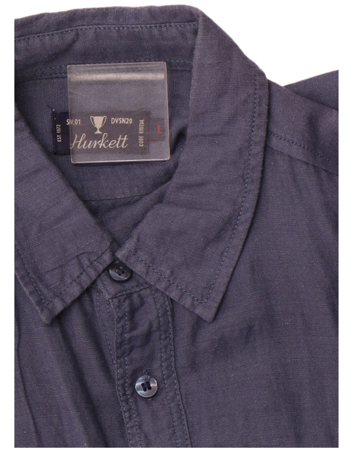 Camisa militar masculina VINTAGE de manga curta grande azul marinho