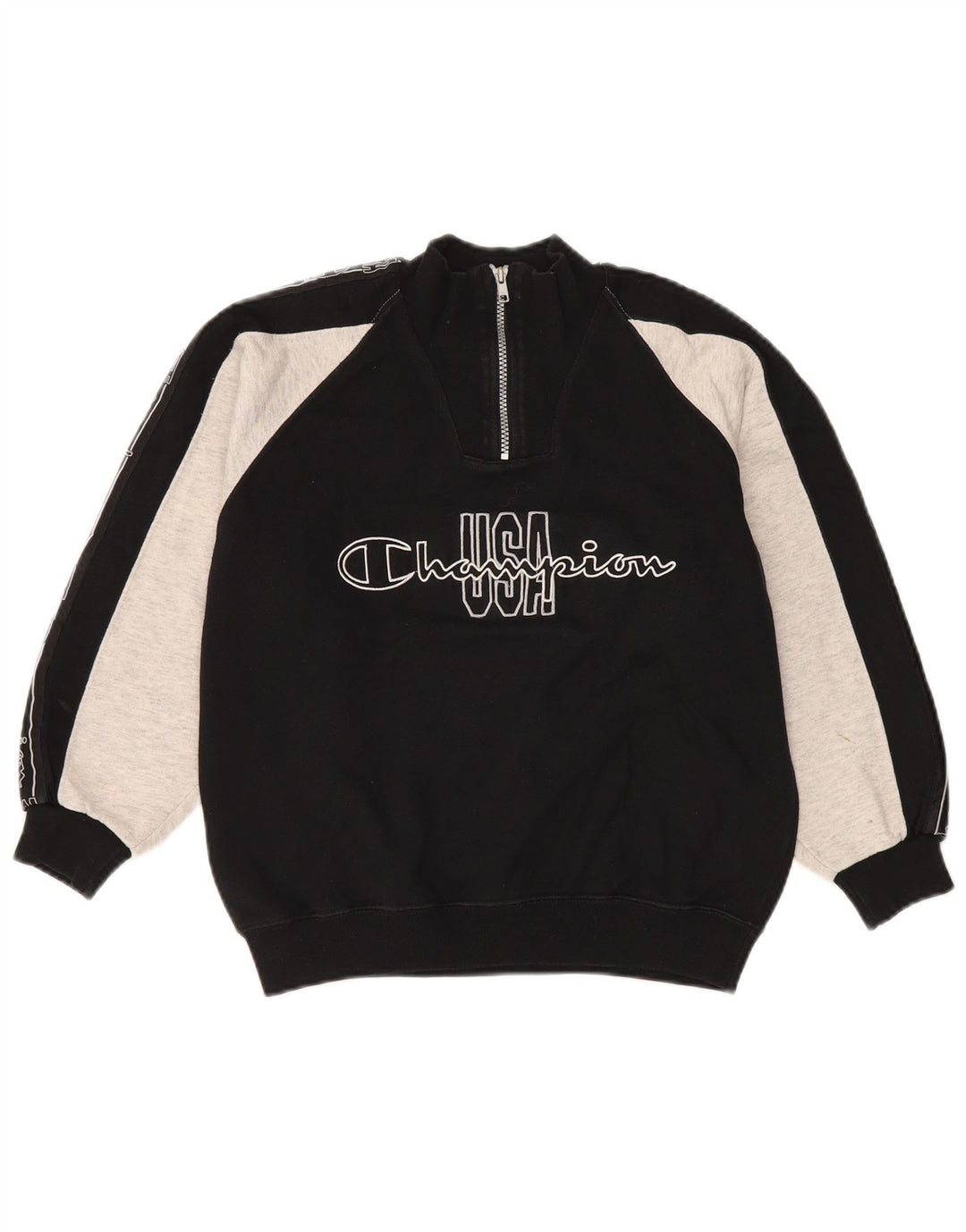 Suéter gráfico Champion Boys 9-10 anos médio preto colorblock