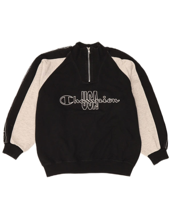 Suéter gráfico Champion Boys 9-10 anos médio preto colorblock