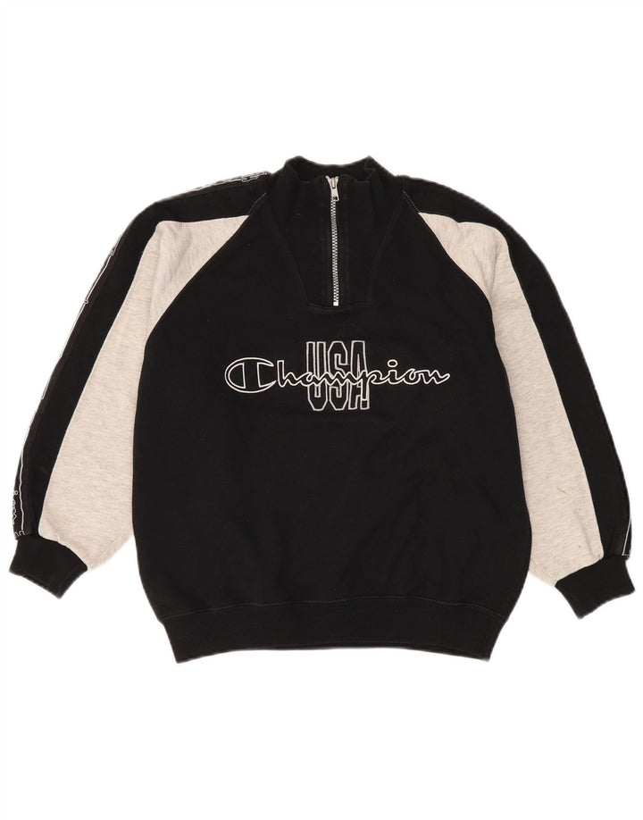 Suéter gráfico Champion Boys 9-10 anos médio preto colorblock