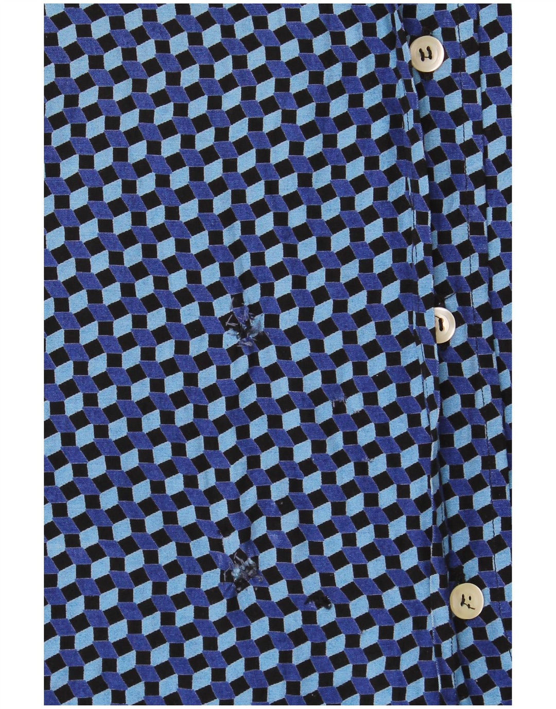 Camisa masculina vintage de manga curta 2XL azul geométrica