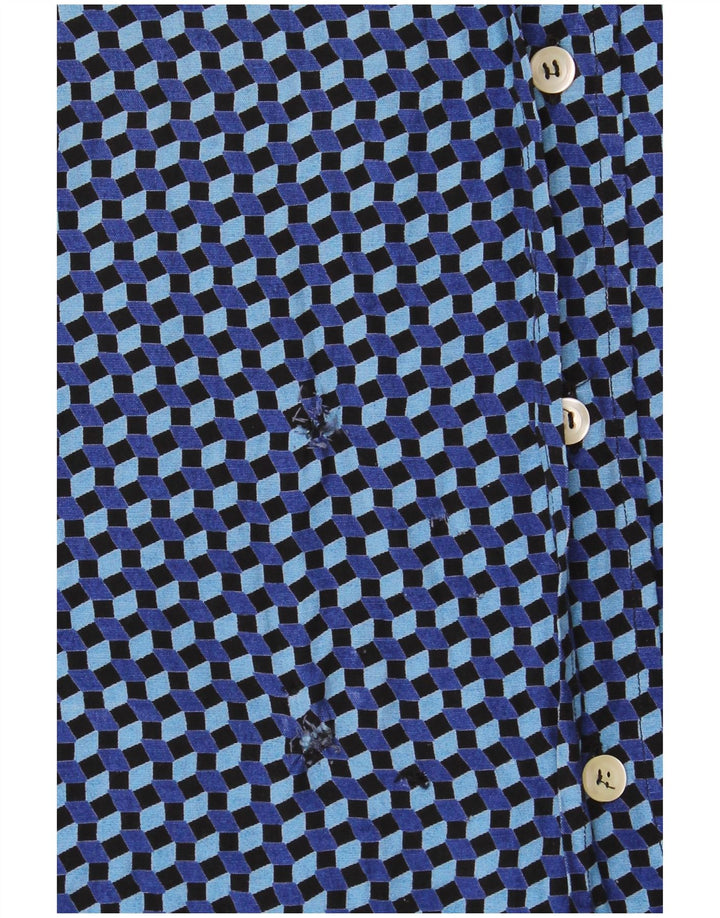 Camisa masculina vintage de manga curta 2XL azul geométrica