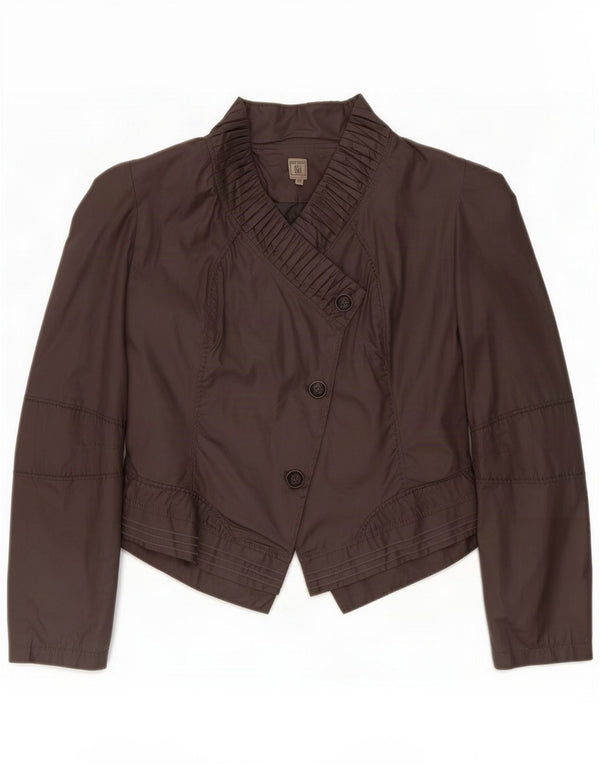 Jaqueta blazer feminina vintage de 3 botões grande EUA 5 algodão marrom pequeno