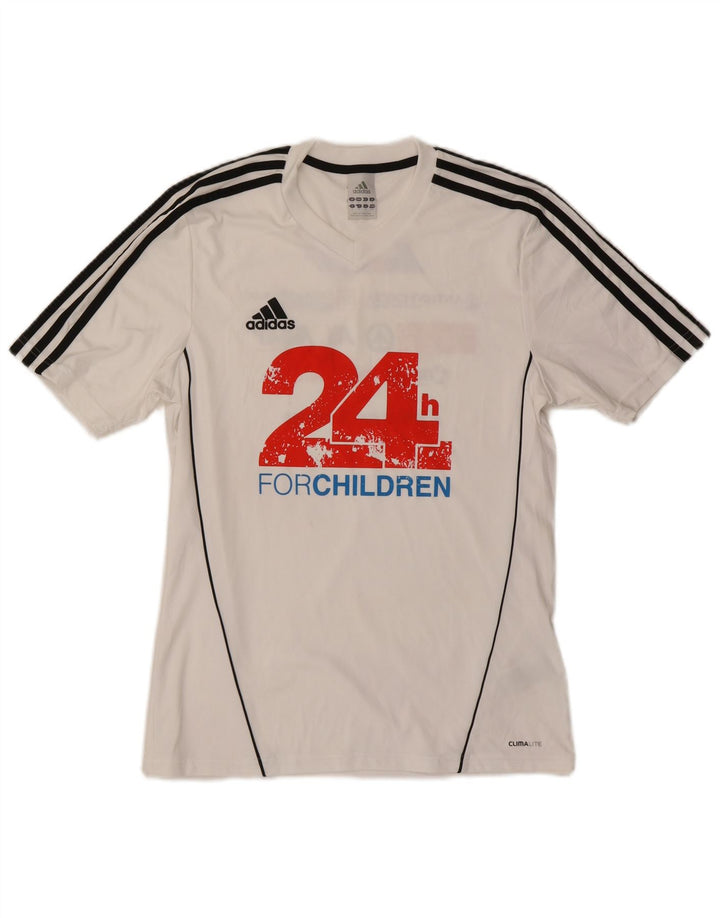 ADIDAS Mens Climalite Graphic T-Shirt Top Pequeno Poliéster Branco