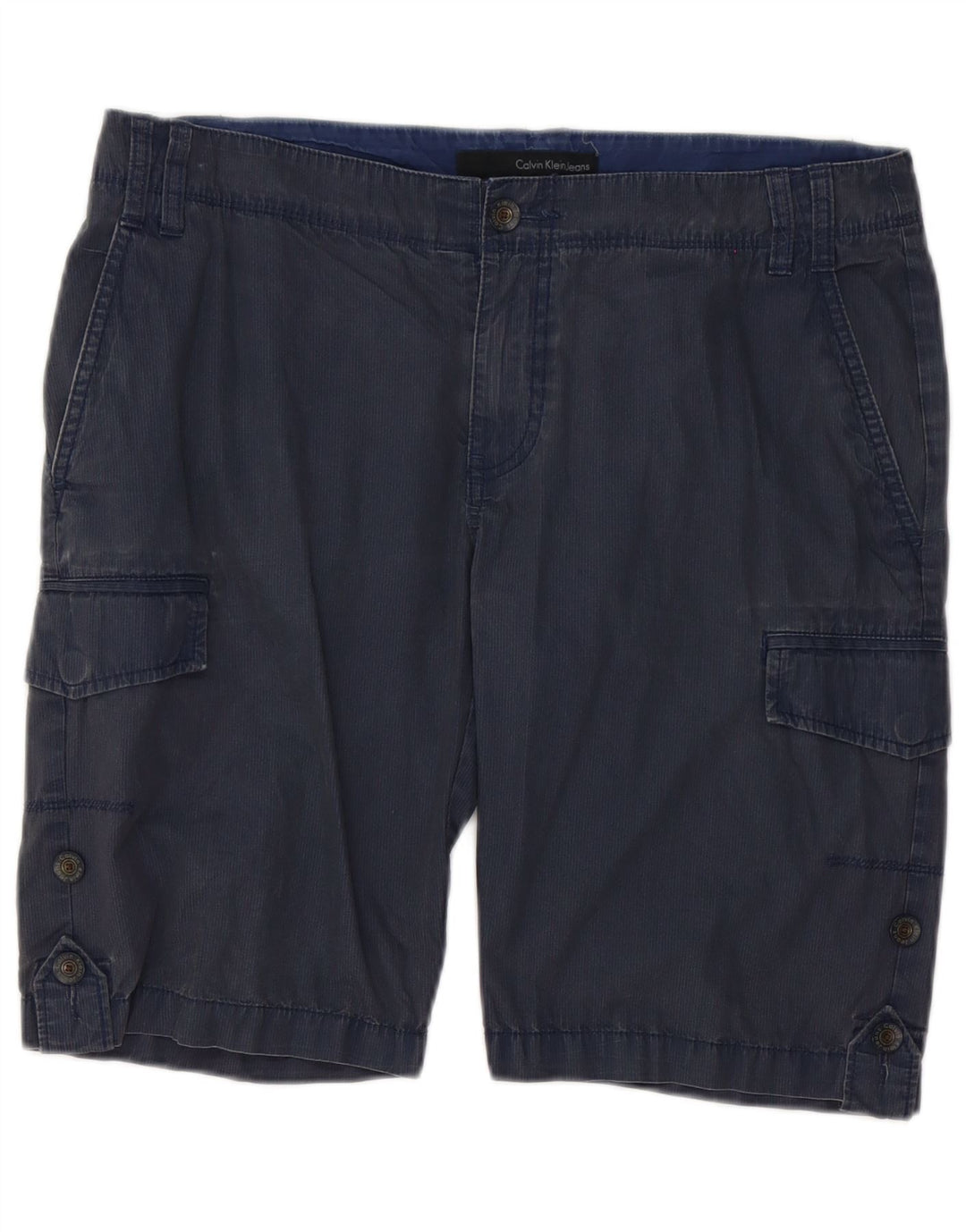 Shorts cargo masculino Calvin Klein W33 médio azul marinho listrado algodão