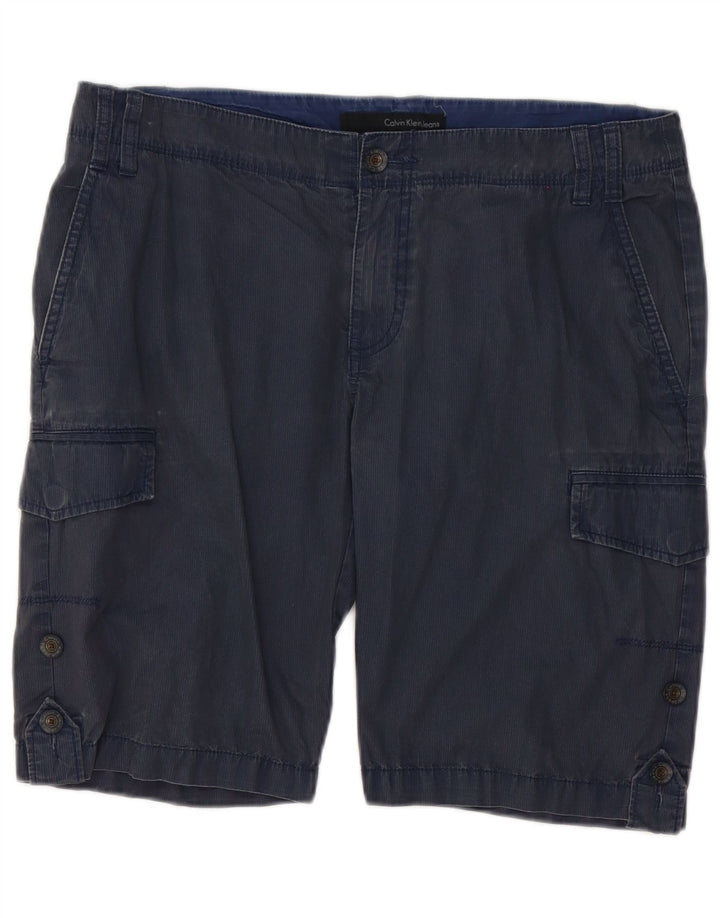 Shorts cargo masculino Calvin Klein W33 médio azul marinho listrado algodão