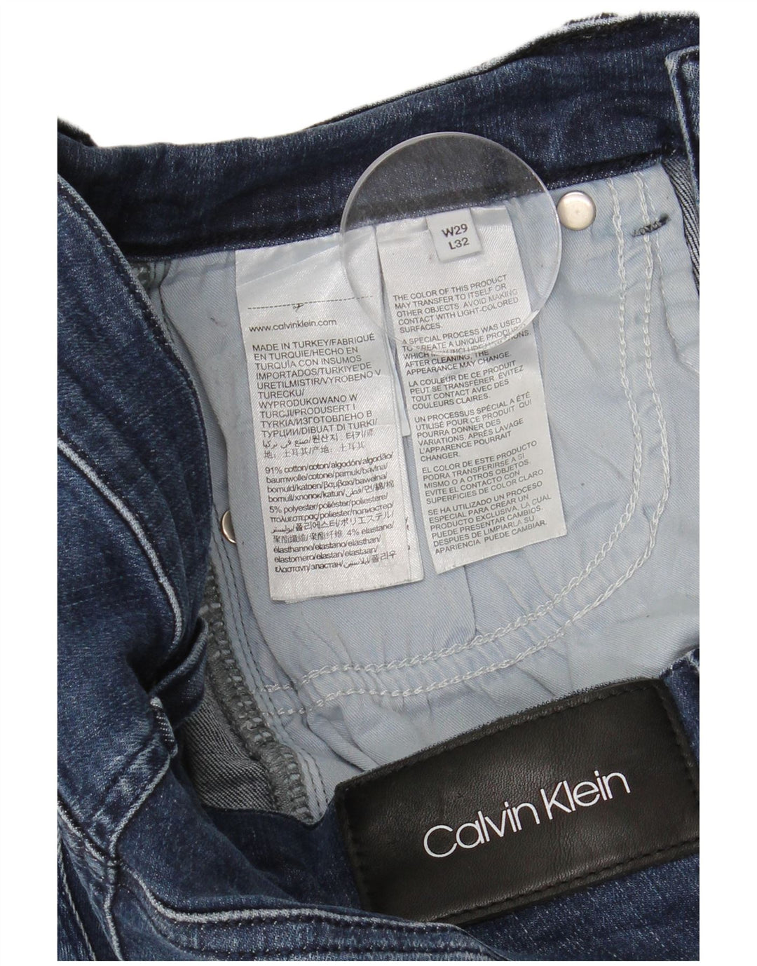 Calça jeans reta feminina CALVIN KLEIN W29 L27 algodão azul