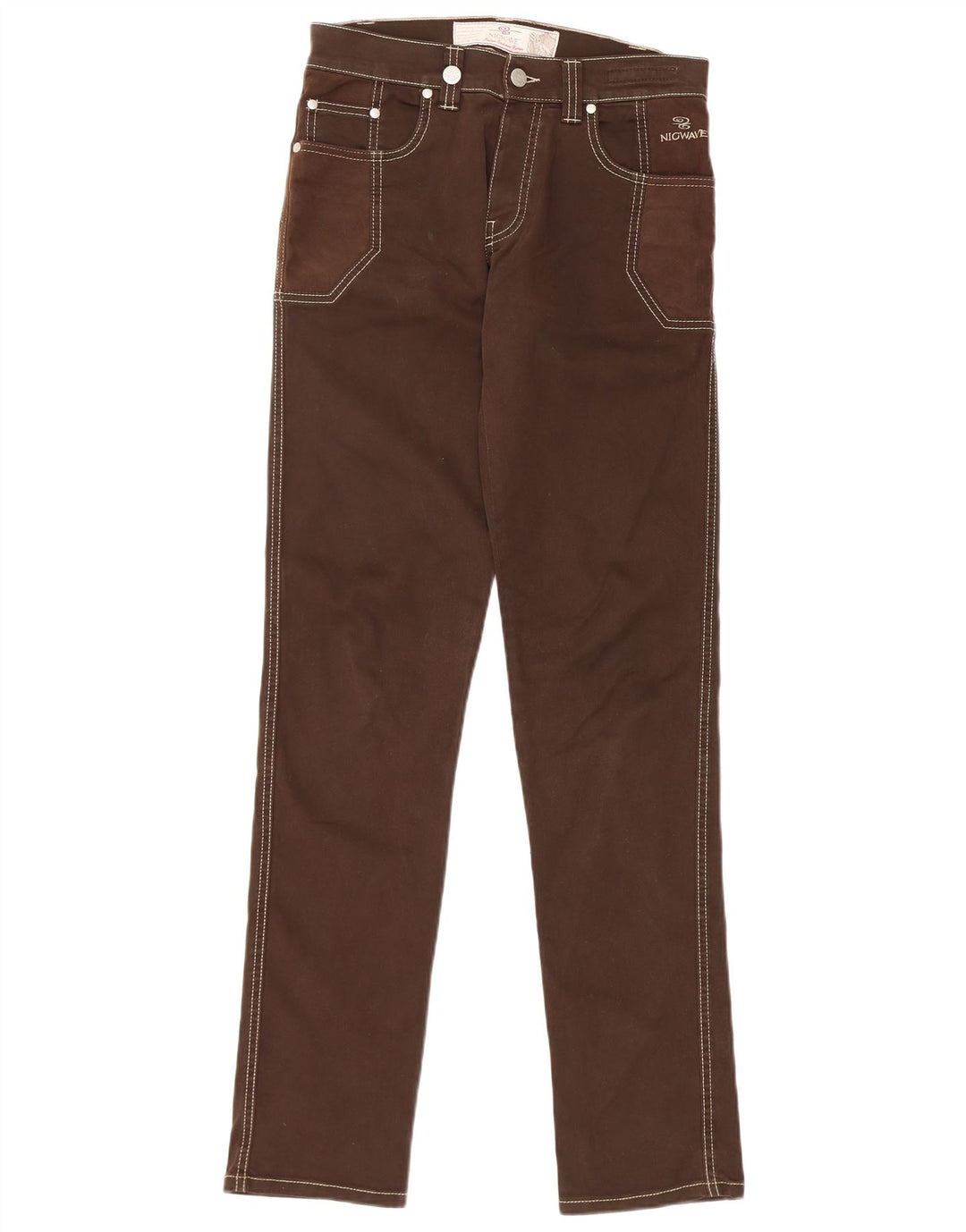 Jeans femininos Nicwave Slim IT 44 médio W30 L34 algodão marrom