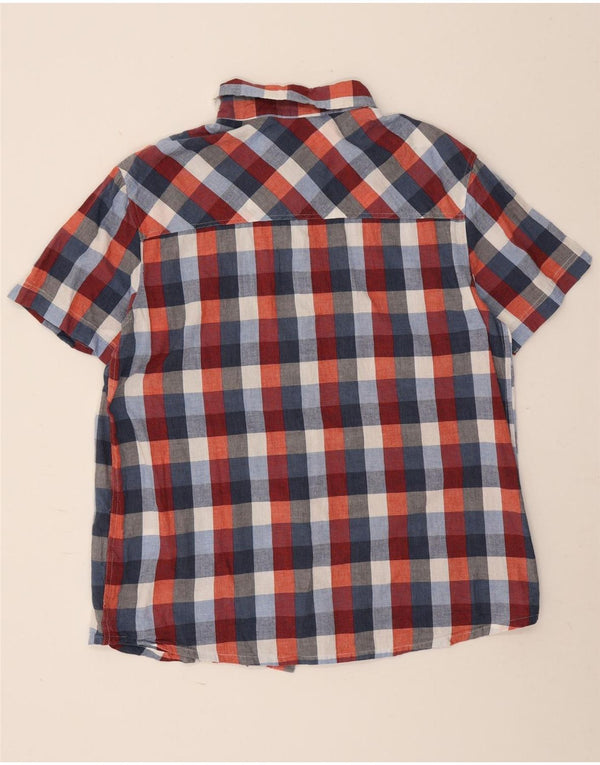 Camisa masculina de manga curta Mountain Warehouse grande algodão xadrez multicolorido